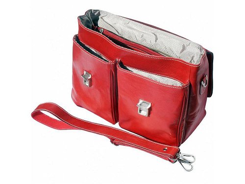 Monfalcone (red) - Traditional calf leather briefcase