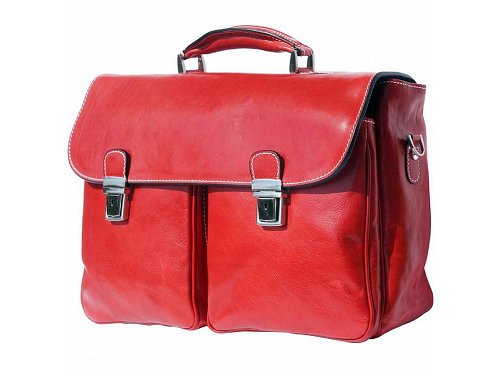 Monfalcone (red) - Traditional calf leather briefcase
