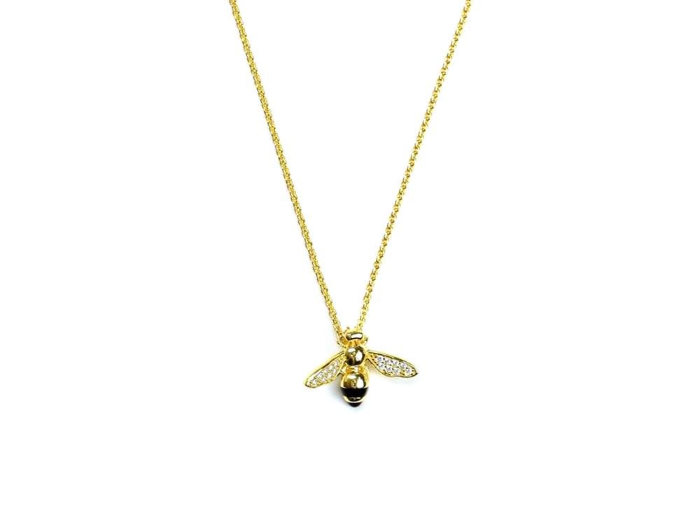 Honey Bee Necklace - Handmade bee on gold plated sterling silver chain