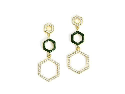 Honeycomb Earrings - Sterling silver with enamel and zirconia honeycomb