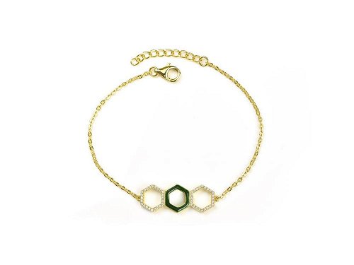 Honeycomb Bracelet - Sterling silver with enamel and zirconia honeycomb