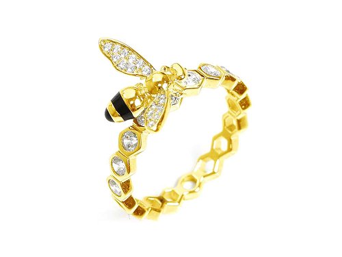 Honey Bee Ring - Gold plated sterling silver ring