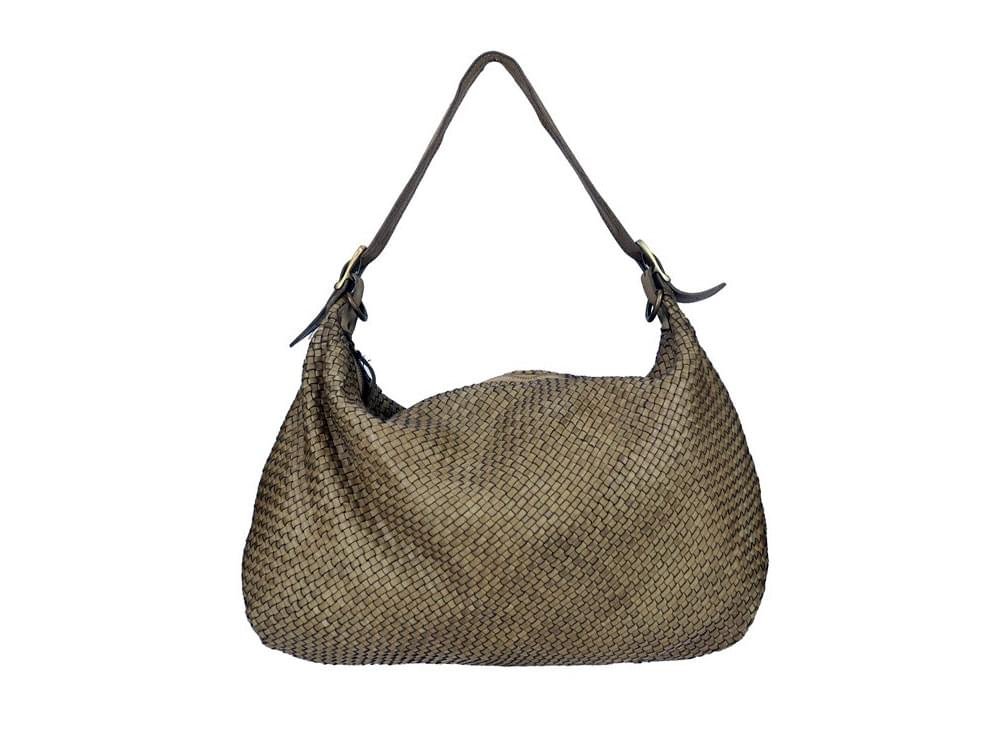 Alatri (taupe) - Large, soft, vintage leather shoulder bag