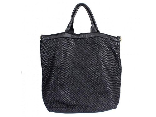Amandola (black) - Large, soft, comfortable vintage leather bag
