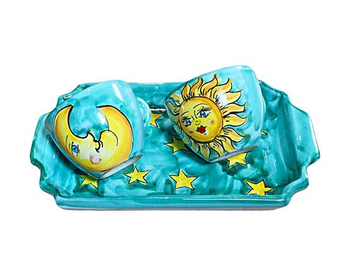Sun & Moon - Set of 2 espresso cups on matching tray
