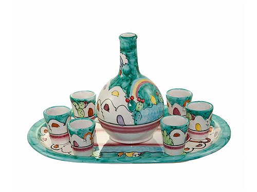 Limoncello Set (sea green) - Hand painted ceramics from Amalfi