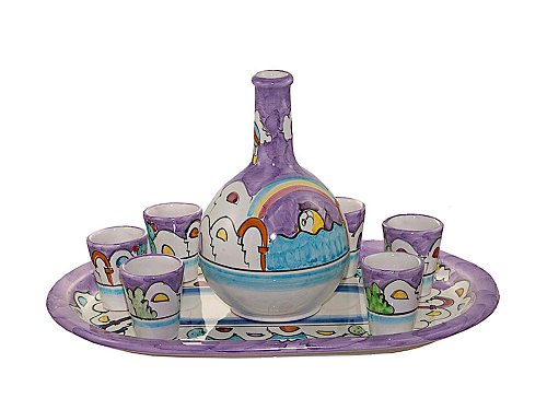 Limoncello Set (lilac) - Hand painted ceramics from Amalfi