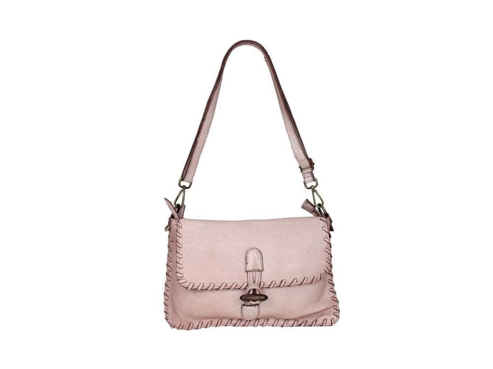 Salara (pink) - A slim, fashionable leather shoulder bag