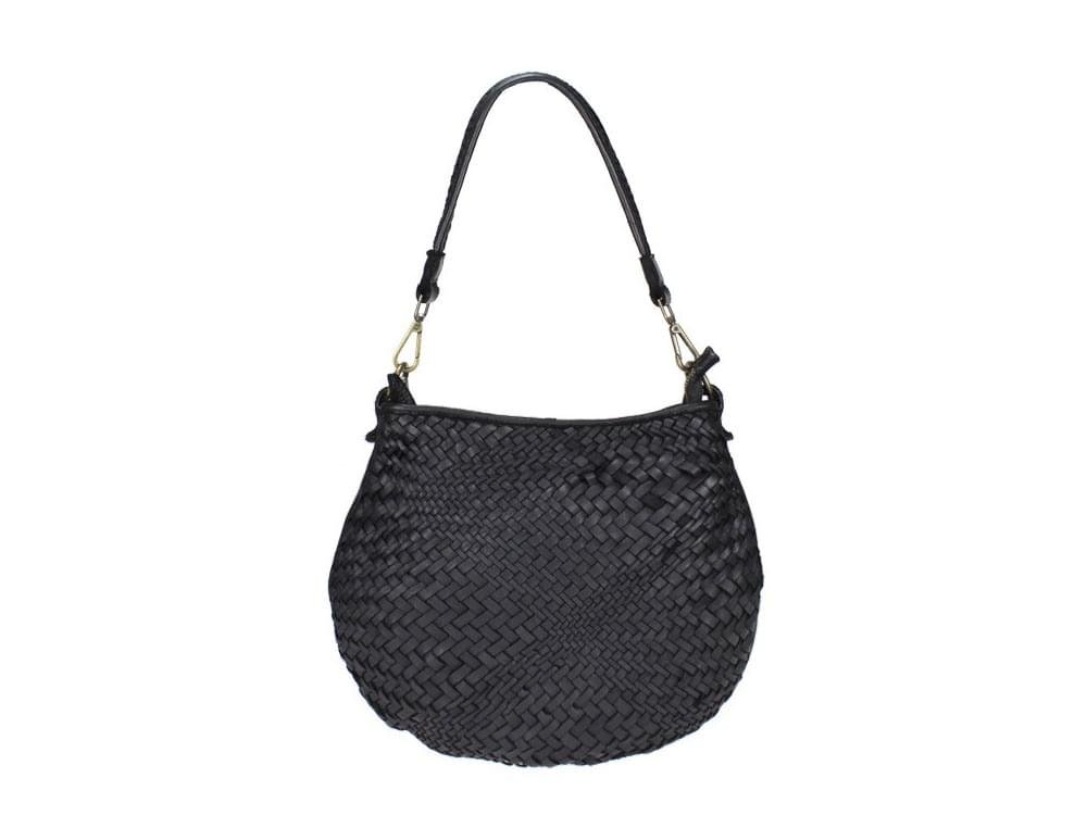 Piea (black) - A slim, fashionable leather shoulder bag