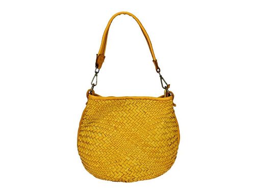 Piea (ochre) - A slim, fashionable leather shoulder bag