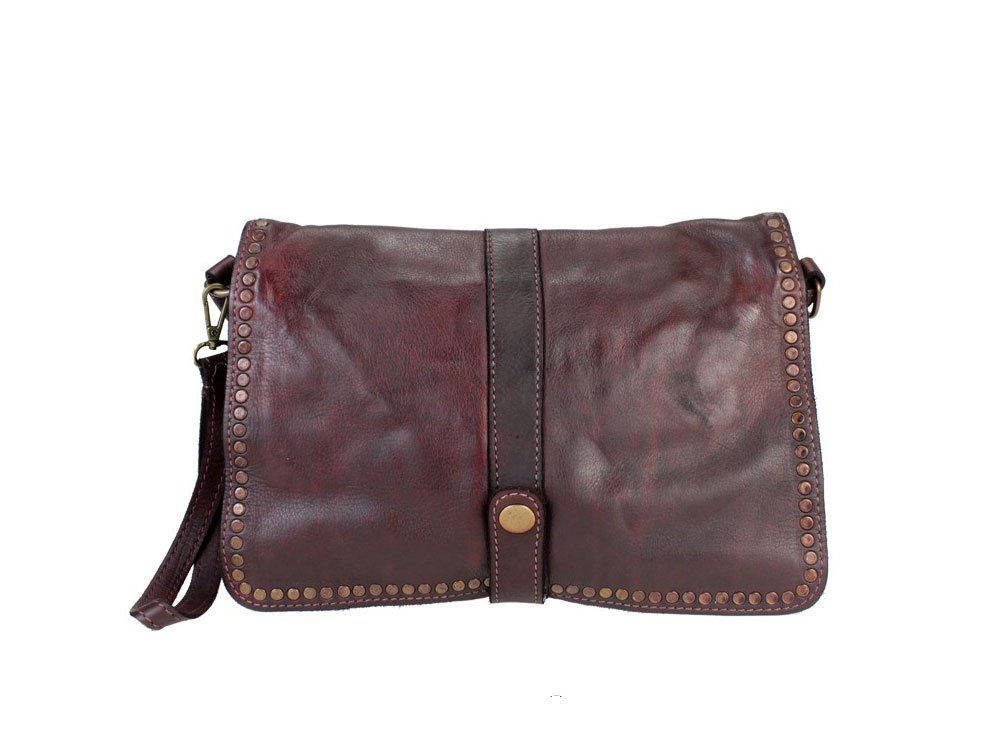 Certaldo (prune) - A soft calf leather, modern style handbag