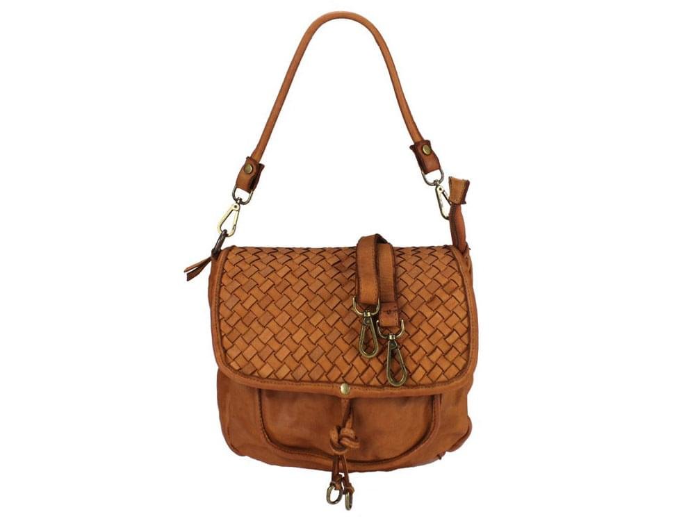 Iseo (tan) - Compact, fashionable, soft leather shoulder bag