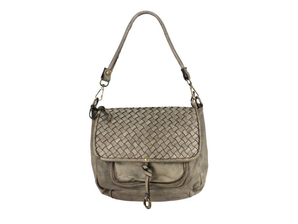 Iseo (taupe) - Compact, fashionable, soft leather shoulder bag
