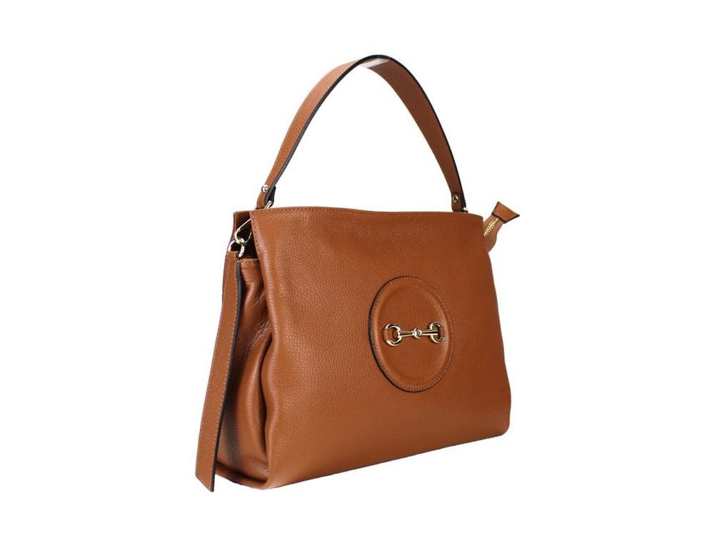 Oria (tan) - A traditional style, smart leather handbag