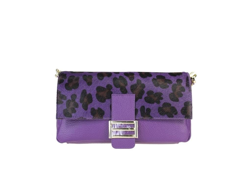 Lasa (dappled/violet) - Fashionable, animal print handbag