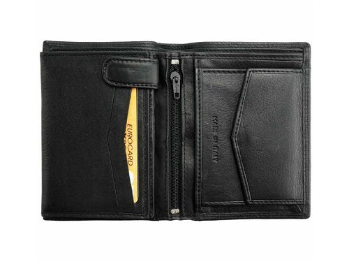Fabio (black) - Vertical leather wallet