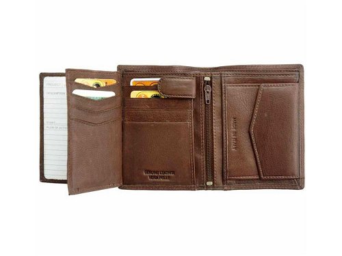 Fabio (brown) - Vertical leather wallet