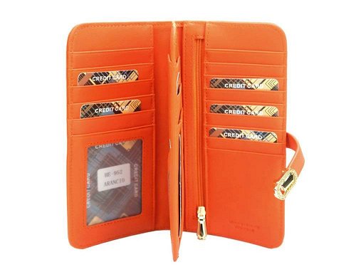 Valentina (orange) - Patent leather wallet