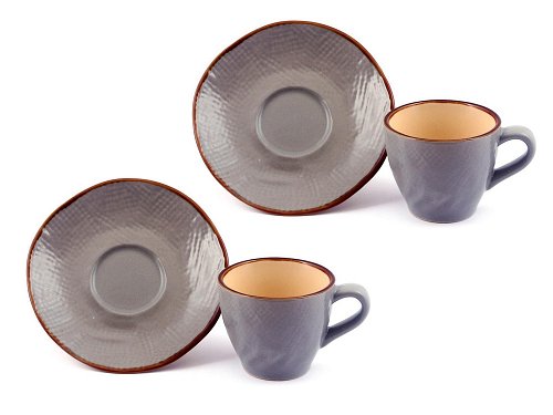 Shades of Tuscany (stone) - Set of 2 espresso cups and saucers