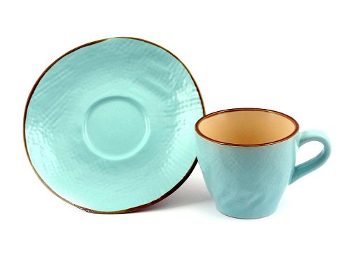 Shades of Tuscany (celeste) - Set of 2 espresso cups and saucers