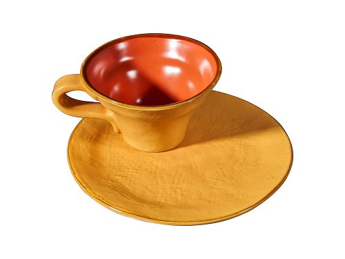 Shades of Tuscany (ochre/burnt orange) - Set of 2 americano cups and plates