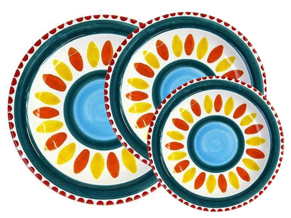 Gaillardia - set of 3 plates - Handmade, traditional ceramic plates from Sicily