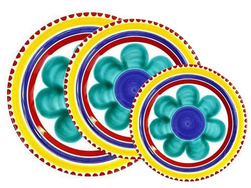 Ibisco- set of 3 plates - Handmade, traditional ceramic plates from Sicily
