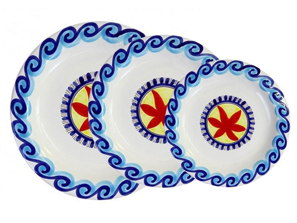 Mare - set of 3 plates - Handmade, traditional ceramic plates from Sicily
