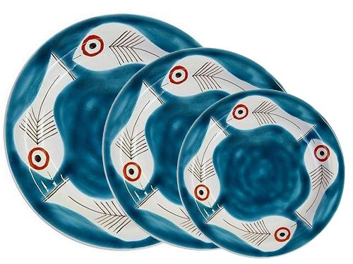 Pescare - set of 3 plates - Handmade, traditional ceramic plates from Sicily