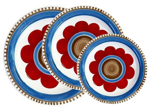 Portulaca - set of 3 plates - Handmade, traditional ceramic plates from Sicily