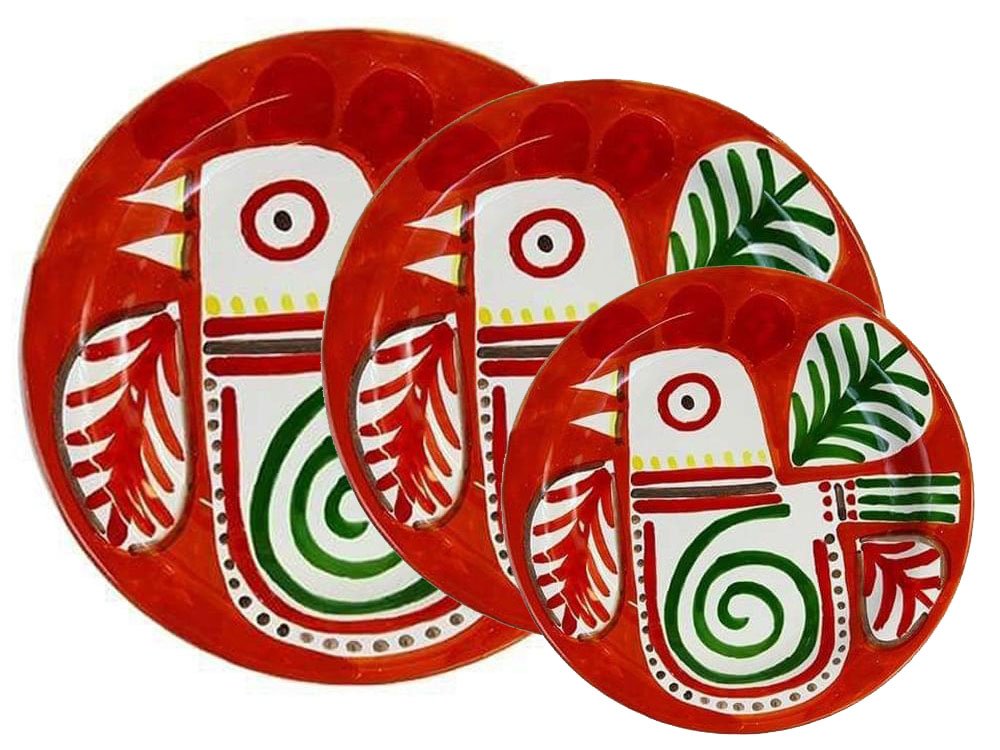 Uccello - set of 3 plates - Handmade, traditional ceramic plates from Sicily