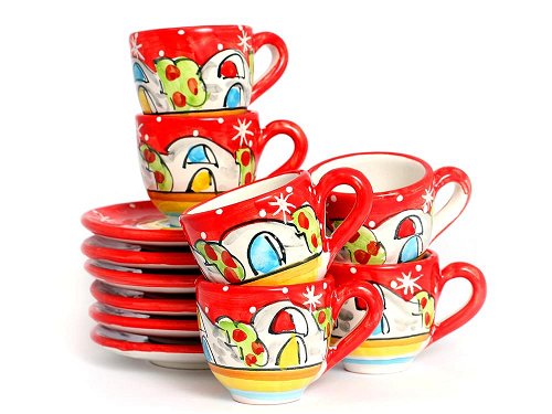 Borgo (red) - Set of 6 espresso cups