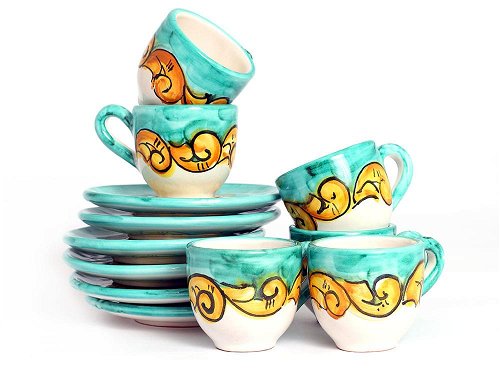 Barocco (sea green) - Set of 6 espresso cups