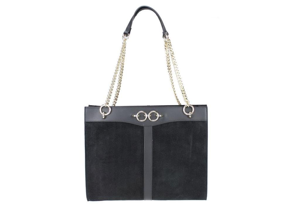 Pertosa (black) - Two-tone leather shoulder bag