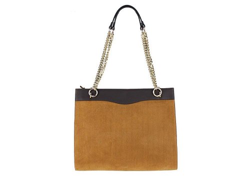 Pertosa (caramel) - Two-tone leather shoulder bag