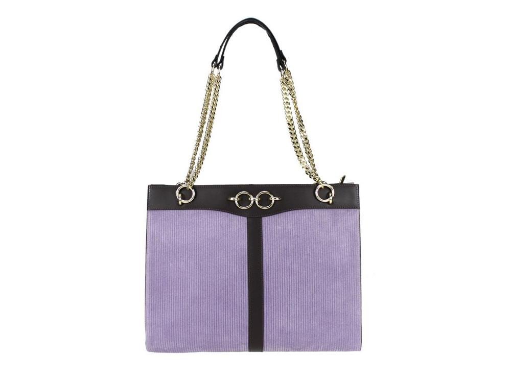 Pertosa (lilac) - Two-tone leather shoulder bag
