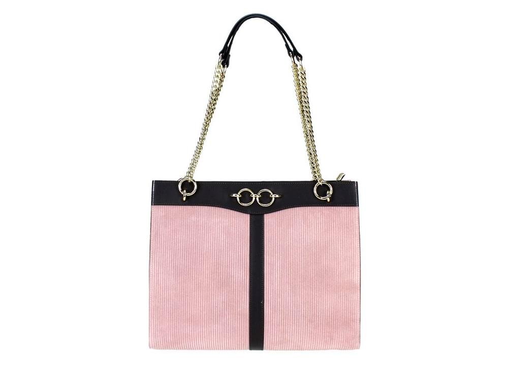 Pertosa (pink) - Two-tone leather shoulder bag