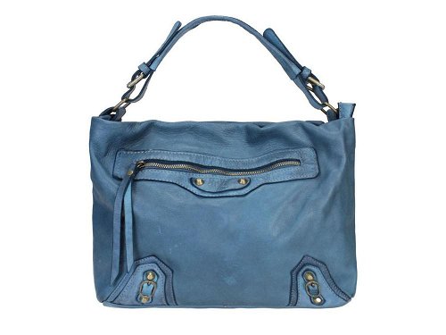 Empoli (azzurro) - Soft, practical, Italian leather bag