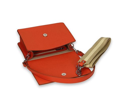 Alba (saffron) - Leather and canvas mini shoulder bag