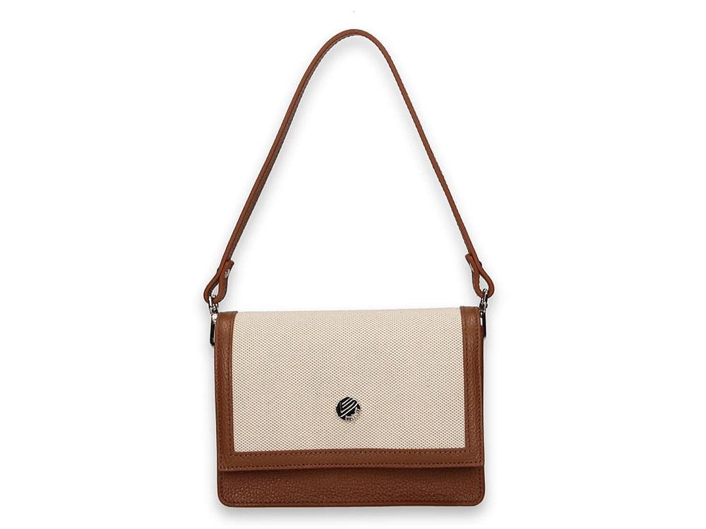 Leather and canvas mini shoulder bag