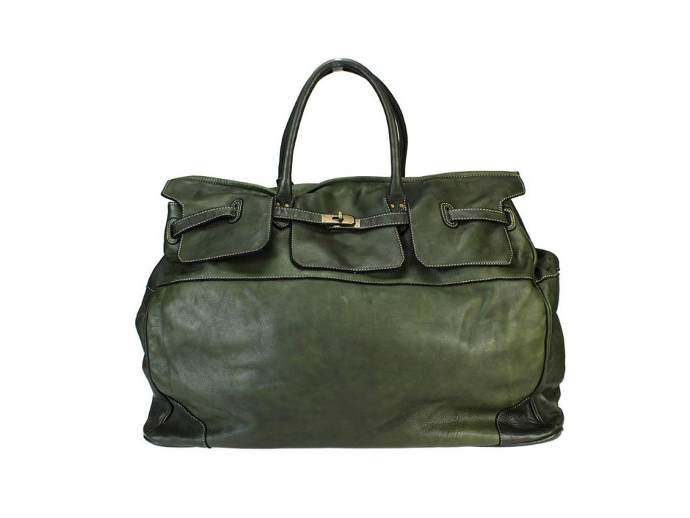 Firenze (dark green) - Large, soft calf leather bag