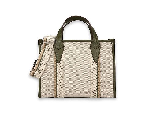 Nastro Medium (olive) - Cotton Canvas & Leather Handbag