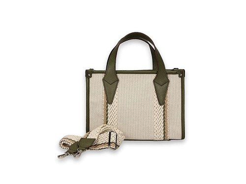 Nastro Small (olive) - Cotton Canvas & Leather Handbag