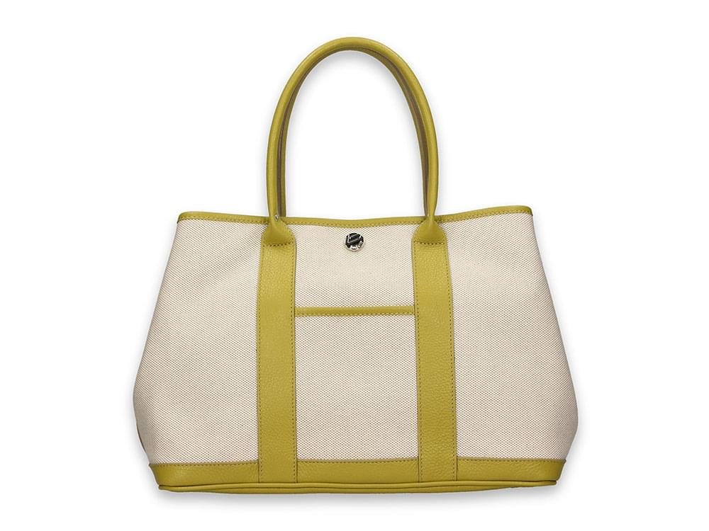 Marina (apple) - Cotton Canvas & Leather Handbag
