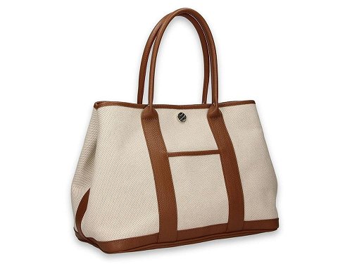 Marina (caramel) - Cotton Canvas & Leather Handbag