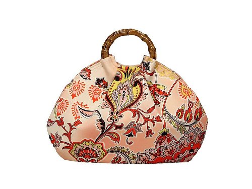 Corolla (coral) - Compact, silky fabric handbag