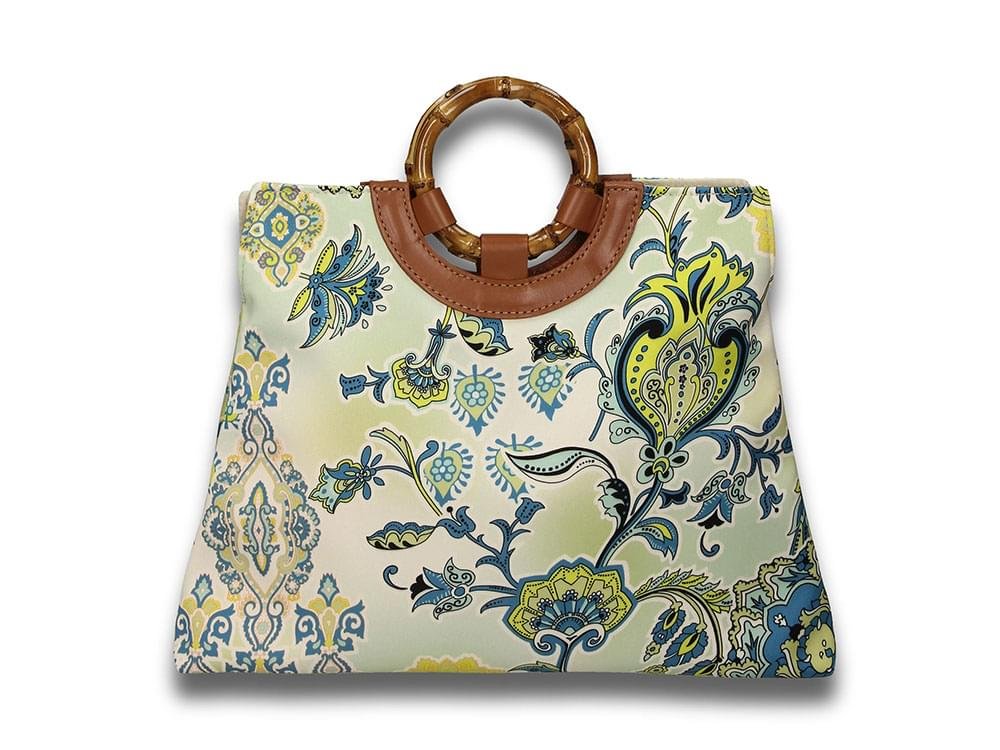 Silky fabric, trapezium handbag