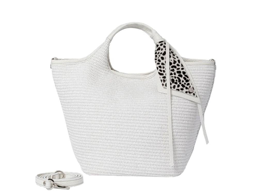 Bea (white) - Fabric & Calfskin tote bag