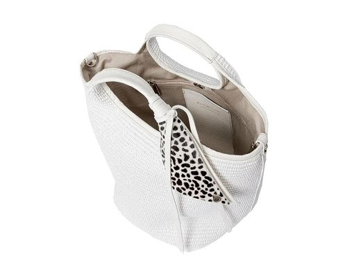 Bea (white) - Fabric & Calfskin tote bag