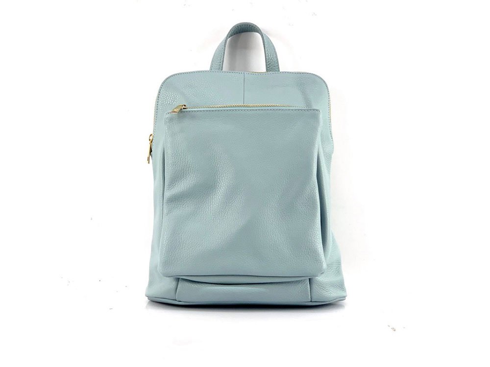 Favara (light blue) - Slim, sleek, leather backpack